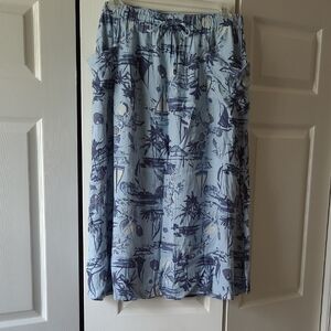 naturals d & co.  Printed Linen Blend Midi Skirt (L) NWOT